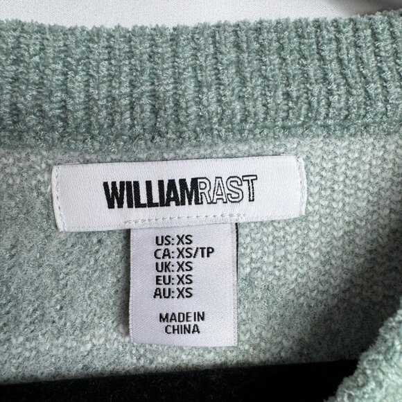 William Rast Abstract Crewneck Chunky Knit Cropped Sweater Green White Womens XS - Picture 2 of 5